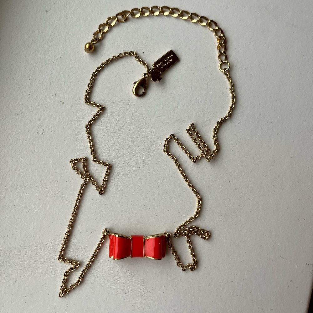 Kate Spade Gold and Red Bow Necklace - Picture 4 of 6